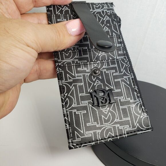 Badgley Mischka Black Credit Card Holder With Tab Vegan Leather Unisex - Picture 9 of 15